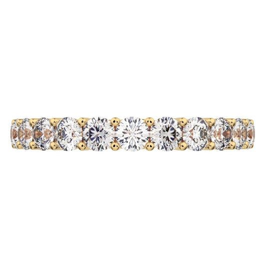 1.65Ct Round Cut Simulated Clear Diamond dainty Minimalist Stackable half eternity simple 14K / 18K Solid Yellow Gold everyday wedding band
