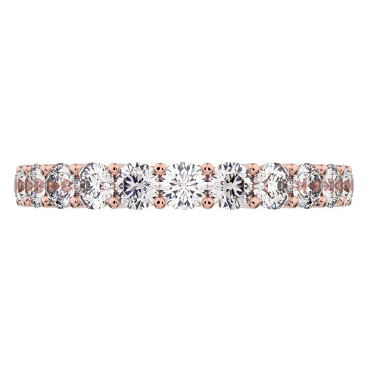 1.65 ct Round Cut Moissanite dainty Minimalist Stackable half eternity light simple 14K / 18K Solid Rose Gold everyday wedding band