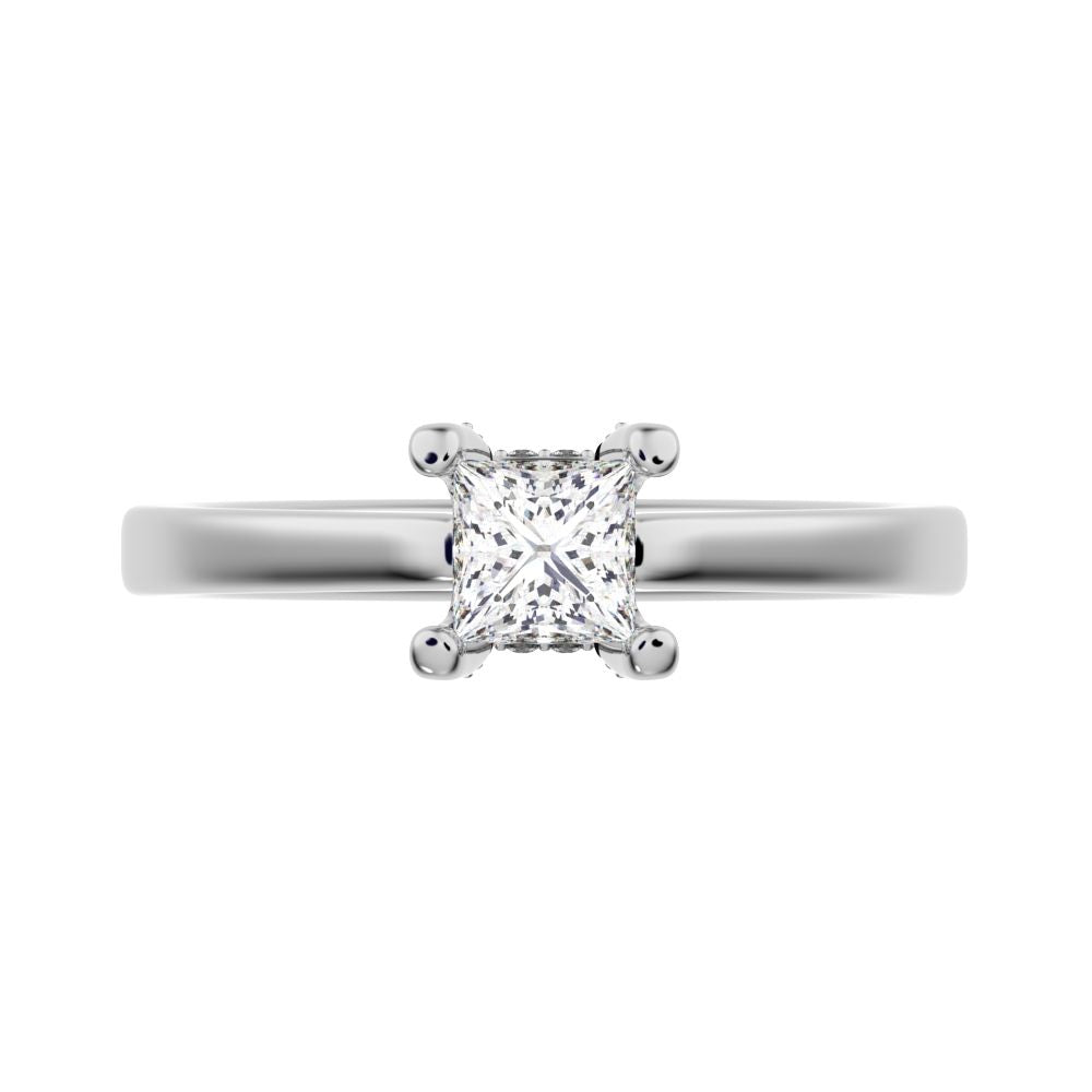 0.49 ct Princess Cut Moissanite anniversary solitaire classic engagement vintage 14K / 18K Solid White Gold engagement ring