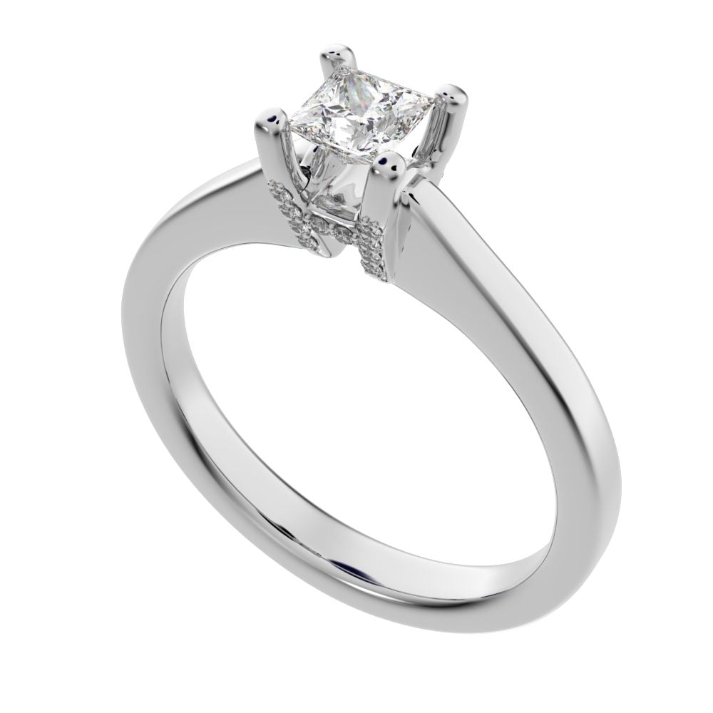 0.49 ct Princess Cut Moissanite anniversary solitaire classic engagement vintage 14K / 18K Solid White Gold engagement ring