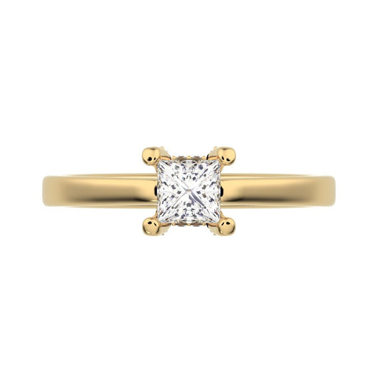 0.49 ct Princess Cut Simulated Clear Diamond anniversary solitaire classic engagement vintage 14K / 18K Solid Yellow Gold engagement ring