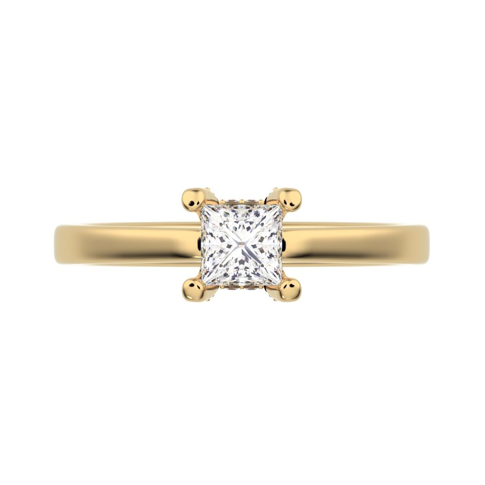 0.49 ct Princess Cut Moissanite anniversary solitaire classic engagement vintage 14K / 18K Solid Yellow Gold engagement ring