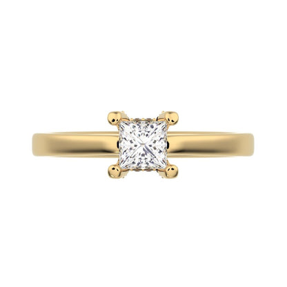 0.49 ct Princess Cut Moissanite anniversary solitaire classic engagement vintage 14K / 18K Solid Yellow Gold engagement ring