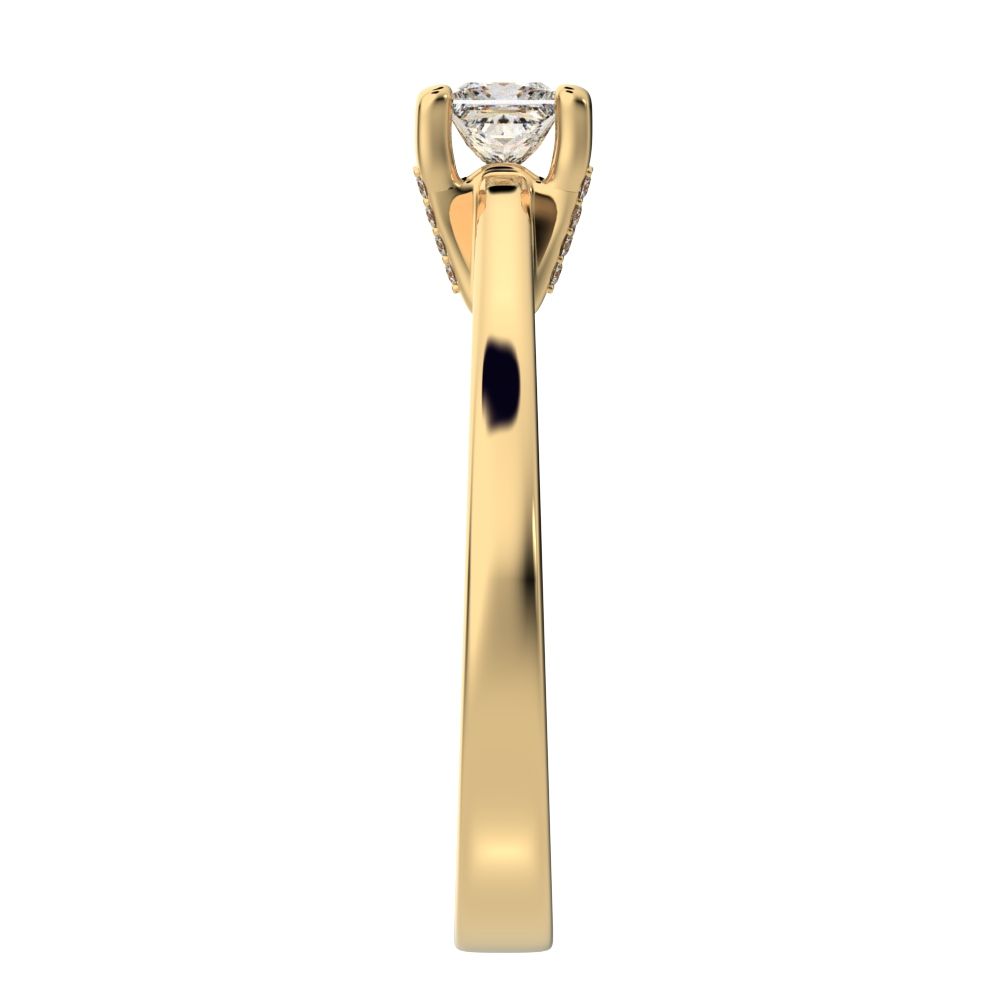 0.49 ct Princess Cut Moissanite anniversary solitaire classic engagement vintage 14K / 18K Solid Yellow Gold engagement ring