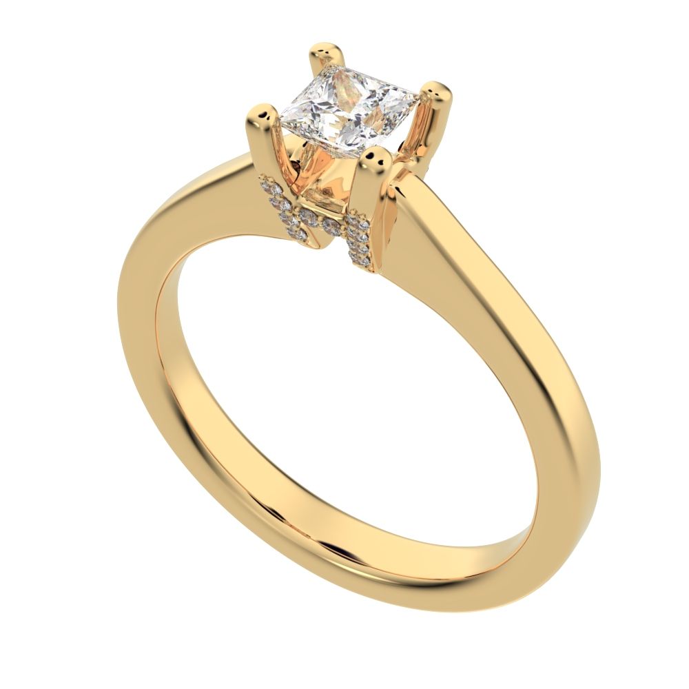 0.49 ct Princess Cut Moissanite anniversary solitaire classic engagement vintage 14K / 18K Solid Yellow Gold engagement ring
