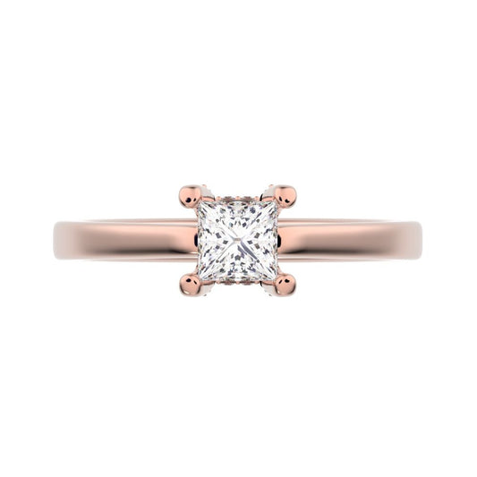 0.49 ct Princess Cut Moissanite anniversary solitaire classic engagement vintage 14K / 18K Solid Rose Gold engagement ring