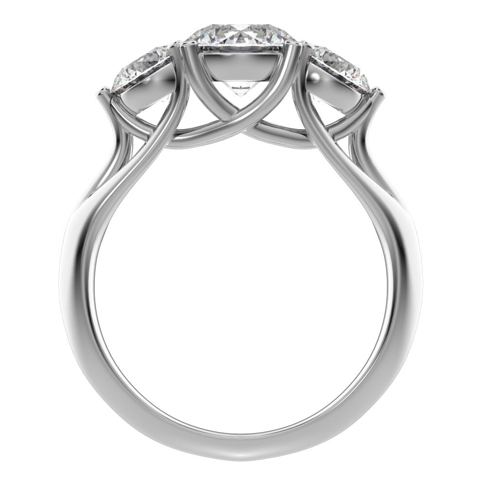 2.2 ct Round Cut Moissanite anniversary 3 stone vintage European classic 14K / 18K Solid White Gold engagement ring