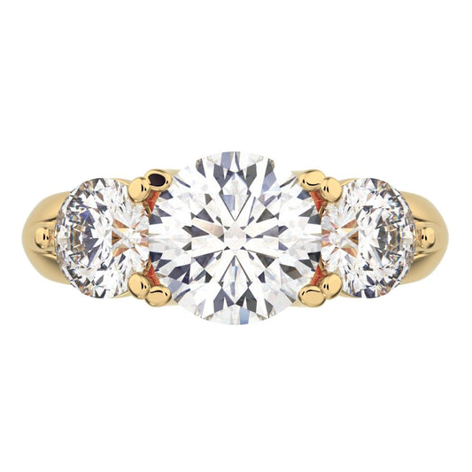 2.2 ct Round Cut Moissanite anniversary 3 stone vintage European classic 14K / 18K Solid Yellow Gold engagement ring