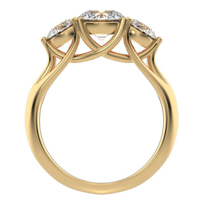 2.2 ct Round Cut Moissanite anniversary 3 stone vintage European classic 14K / 18K Solid Yellow Gold engagement ring