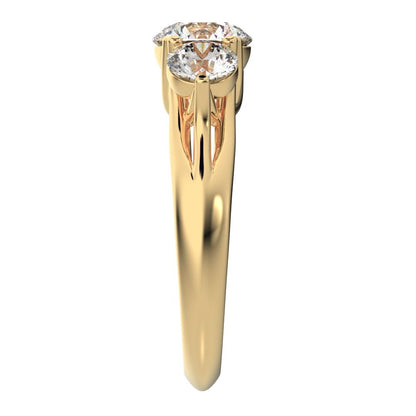 2.2 ct Round Cut Moissanite anniversary 3 stone vintage European classic 14K / 18K Solid Yellow Gold engagement ring