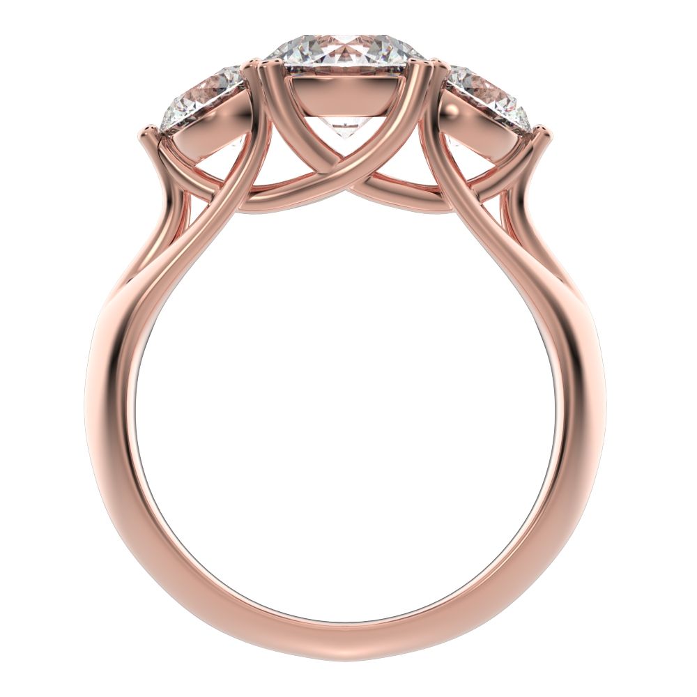 2.2 ct Round Cut Moissanite anniversary 3 stone vintage European classic 14K / 18K Solid Rose Gold engagement ring