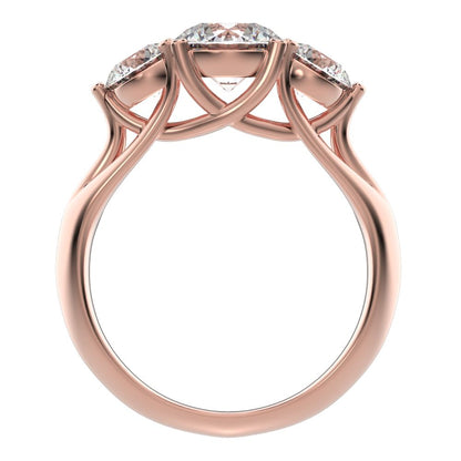 2.2 ct Round Cut Moissanite anniversary 3 stone vintage European classic 14K / 18K Solid Rose Gold engagement ring