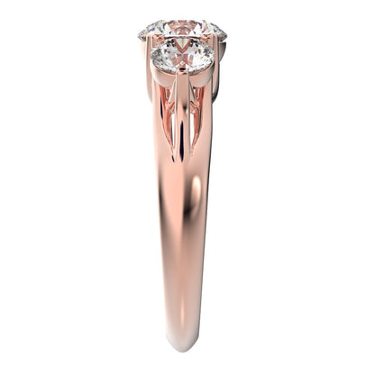 2.2 ct Round Cut Moissanite anniversary 3 stone vintage European classic 14K / 18K Solid Rose Gold engagement ring