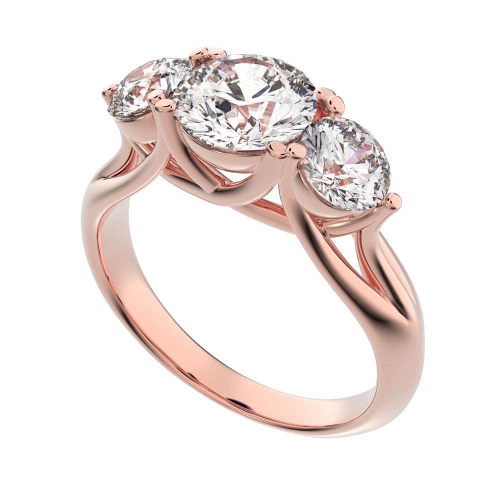 2.2 ct Round Cut Moissanite anniversary 3 stone vintage European classic 14K / 18K Solid Rose Gold engagement ring