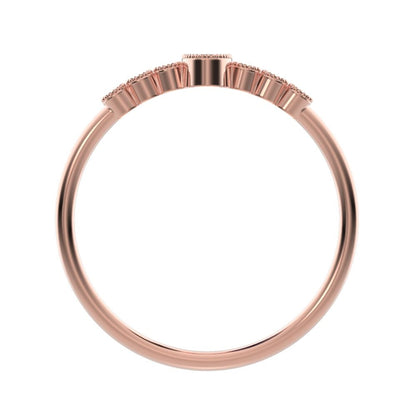 0.195 ct Oval Cut Moissanite dainty halo Minimalist solitaire with accents bezel milgrain 14K / 18K Solid Rose Gold everyday ring