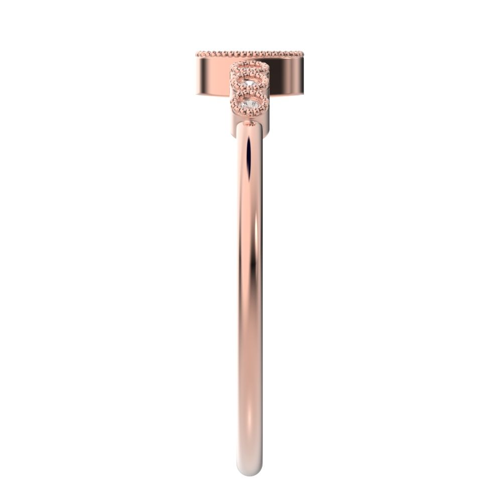 0.195 ct Oval Cut Moissanite dainty halo Minimalist solitaire with accents bezel milgrain 14K / 18K Solid Rose Gold everyday ring