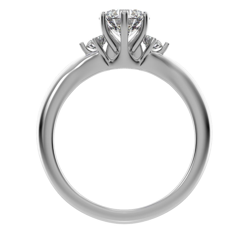 0.68 ct Round Cut Moissanite anniversary 3 stone 3 stone vintage classic 3 stone with acccents 14K / 18K Solid White Gold engagement ring