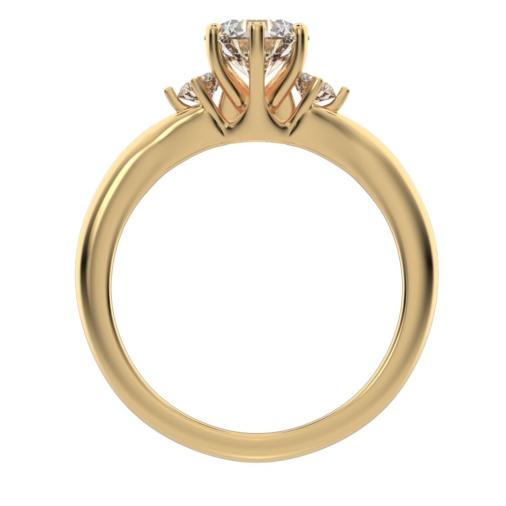 0.68 ct Round Cut Moissanite anniversary 3 stone 3 stone vintage classic 3 stone with acccents 14K / 18K Solid Yellow Gold engagement ring