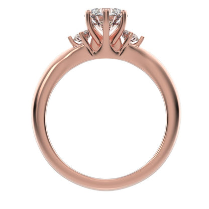 0.68 ct Round Cut Moissanite anniversary 3 stone 3 stone vintage classic 3 stone with acccents 14K / 18K Solid Rose Gold engagement ring