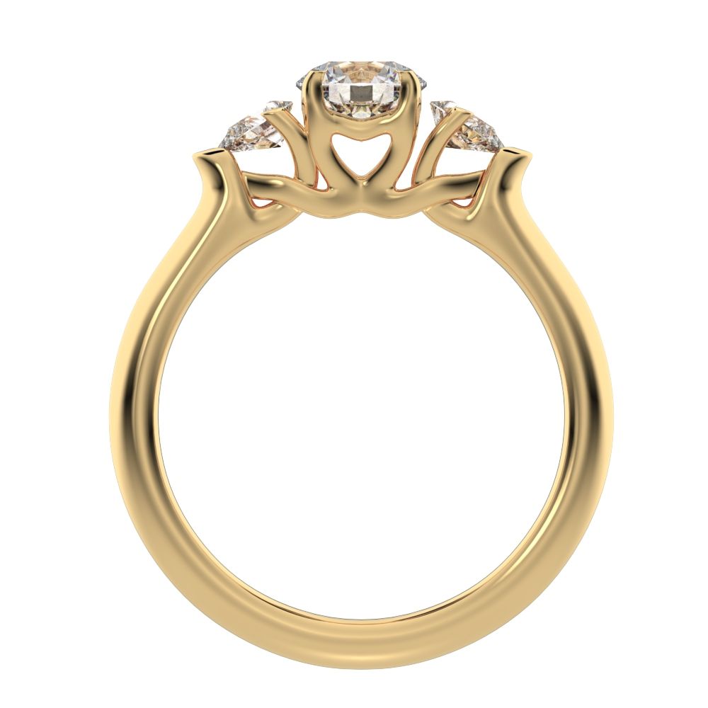 1.02 ct Round Cut Moissanite anniversary 3 stone 3 stone vintage classic 3 stone with acccents 14K / 18K Solid Yellow Gold engagement ring