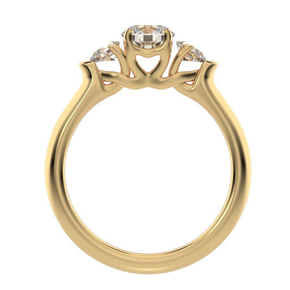 1.02 ct Round Cut Moissanite anniversary 3 stone 3 stone vintage classic 3 stone with acccents 14K / 18K Solid Yellow Gold engagement ring