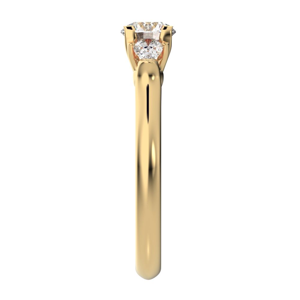 1.02 ct Round Cut Moissanite anniversary 3 stone 3 stone vintage classic 3 stone with acccents 14K / 18K Solid Yellow Gold engagement ring