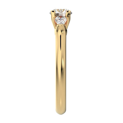 1.02 ct Round Cut Moissanite anniversary 3 stone 3 stone vintage classic 3 stone with acccents 14K / 18K Solid Yellow Gold engagement ring