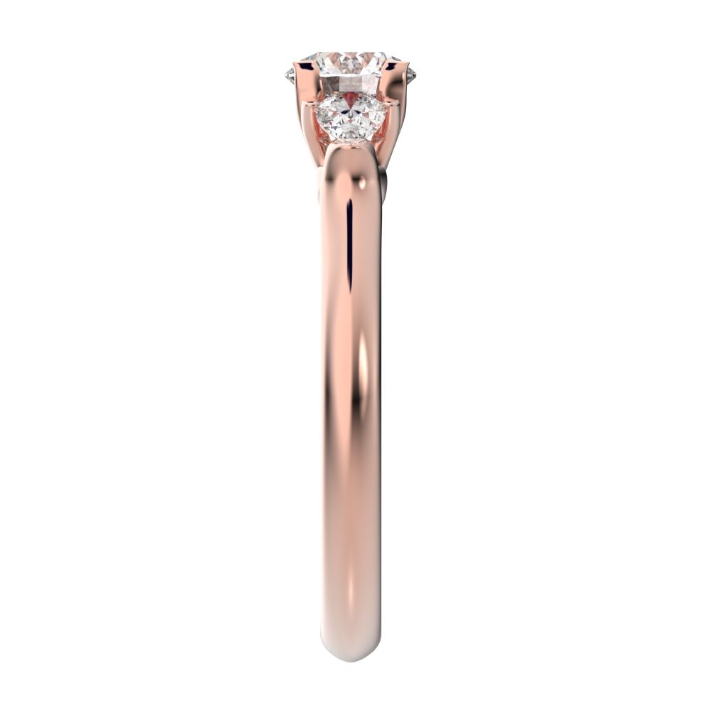 1.02 ct Round Cut Moissanite anniversary 3 stone 3 stone vintage classic 3 stone with acccents 14K / 18K Solid Rose Gold engagement ring
