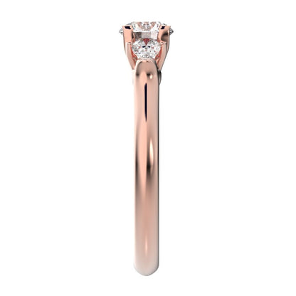 1.02 ct Round Cut Moissanite anniversary 3 stone 3 stone vintage classic 3 stone with acccents 14K / 18K Solid Rose Gold engagement ring
