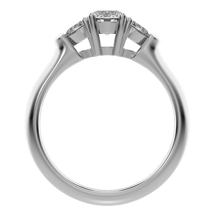 0.82 ct Round Cut Moissanite anniversary 3 stone 3 stone vintage classic 3 stone with acccents 14K / 18K Solid White Gold engagement ring