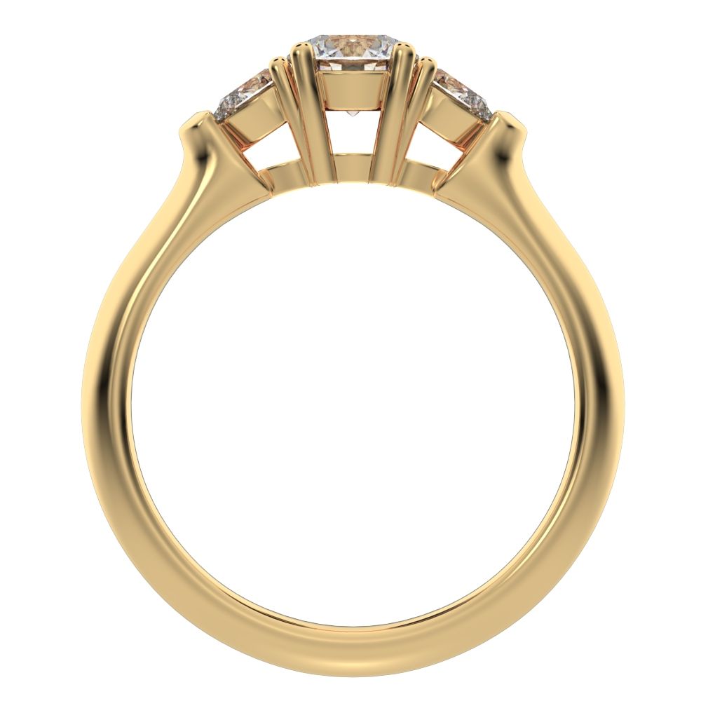 0.82 ct Round Cut Moissanite anniversary 3 stone 3 stone vintage classic 3 stone with acccents 14K / 18K Solid Yellow Gold engagement ring