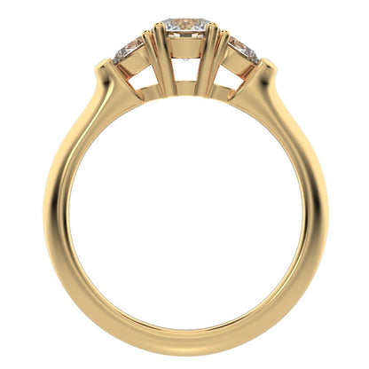 0.82 ct Round Cut Moissanite anniversary 3 stone 3 stone vintage classic 3 stone with acccents 14K / 18K Solid Yellow Gold engagement ring