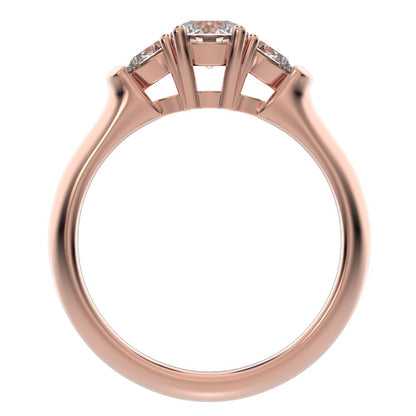 0.82 ct Round Cut Moissanite anniversary 3 stone 3 stone vintage classic 3 stone with acccents 14K / 18K Solid Rose Gold engagement ring