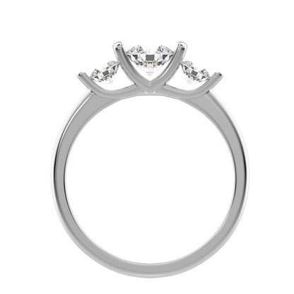 0.8 ct Round Cut Moissanite anniversary 3 stone 3 stone vintage classic 3 stone with acccents 14K / 18K Solid White Gold engagement ring