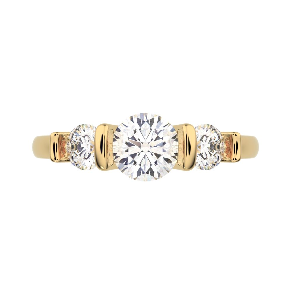 0.8 ct Round Cut Moissanite anniversary 3 stone 3 stone vintage classic 3 stone with acccents 14K / 18K Solid Yellow Gold engagement ring