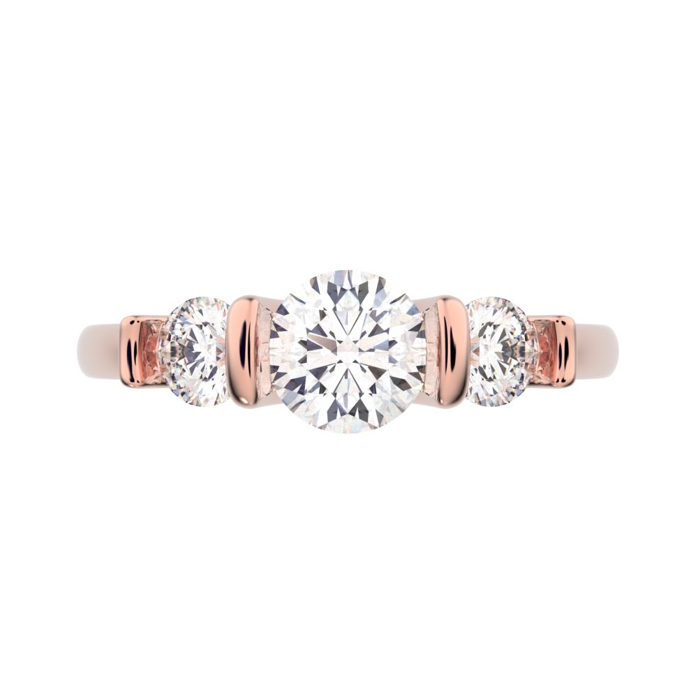0.8 ct Round Cut Moissanite anniversary 3 stone 3 stone vintage classic 3 stone with acccents 14K / 18K Solid Rose Gold engagement ring