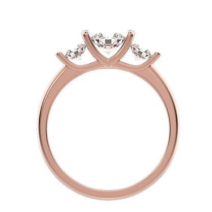 0.8 ct Round Cut Moissanite anniversary 3 stone 3 stone vintage classic 3 stone with acccents 14K / 18K Solid Rose Gold engagement ring