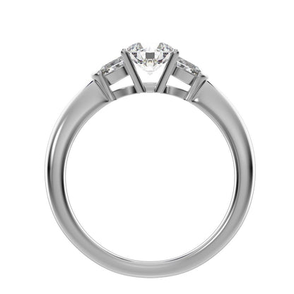 0.82 ct Round Cut Moissanite anniversary 3 stone 3 stone vintage classic 3 stone with acccents 14K / 18K Solid White Gold engagement ring