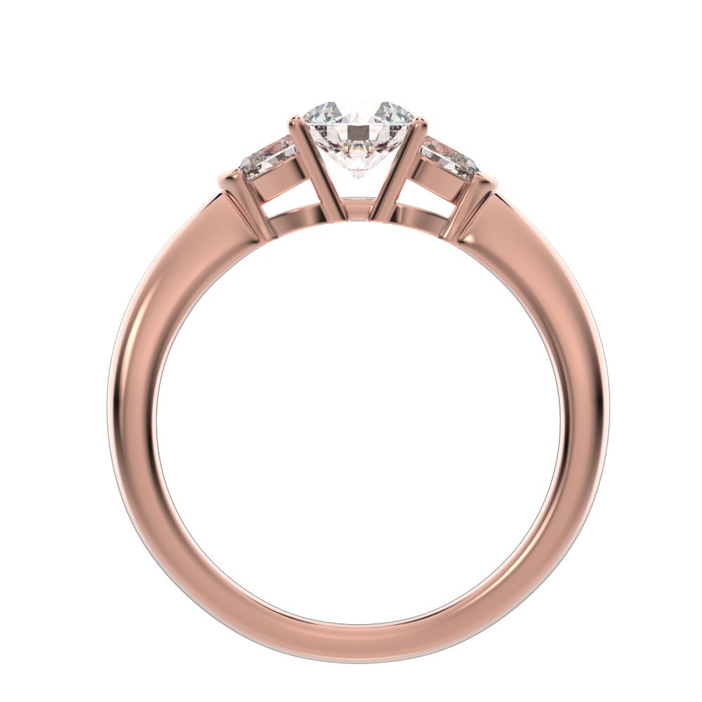 0.82 ct Round Cut Moissanite anniversary 3 stone 3 stone vintage classic 3 stone with acccents 14K / 18K Solid Rose Gold engagement ring