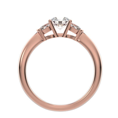 0.82 ct Round Cut Moissanite anniversary 3 stone 3 stone vintage classic 3 stone with acccents 14K / 18K Solid Rose Gold engagement ring