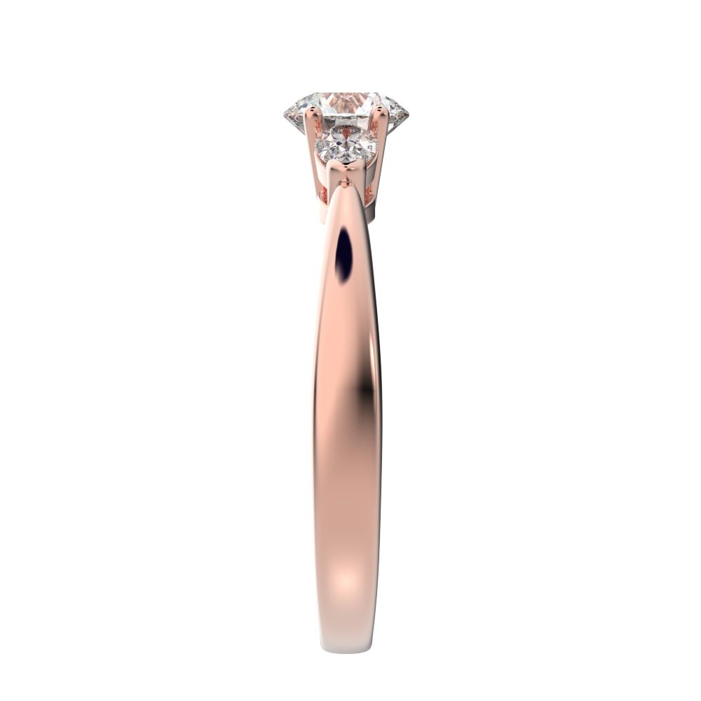 0.82 ct Round Cut Moissanite anniversary 3 stone 3 stone vintage classic 3 stone with acccents 14K / 18K Solid Rose Gold engagement ring