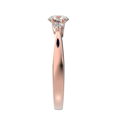 0.82 ct Round Cut Moissanite anniversary 3 stone 3 stone vintage classic 3 stone with acccents 14K / 18K Solid Rose Gold engagement ring