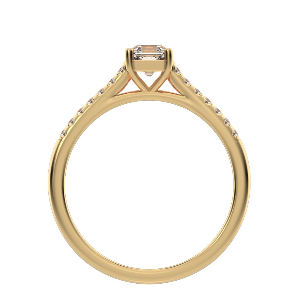 0.64 ct Cushion Cut Simulated Clear Diamond anniversary European solitaire with accents square 14K / 18K Solid Yellow Gold engagement ring