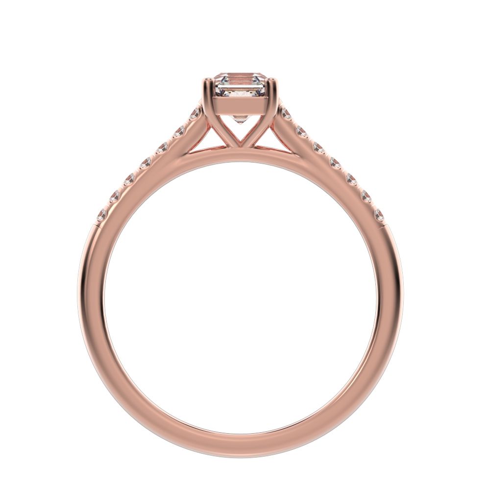 0.64 ct Cushion Cut Moissanite anniversary European vintage classic solitaire with accents square 14K / 18K Solid Rose Gold engagement ring