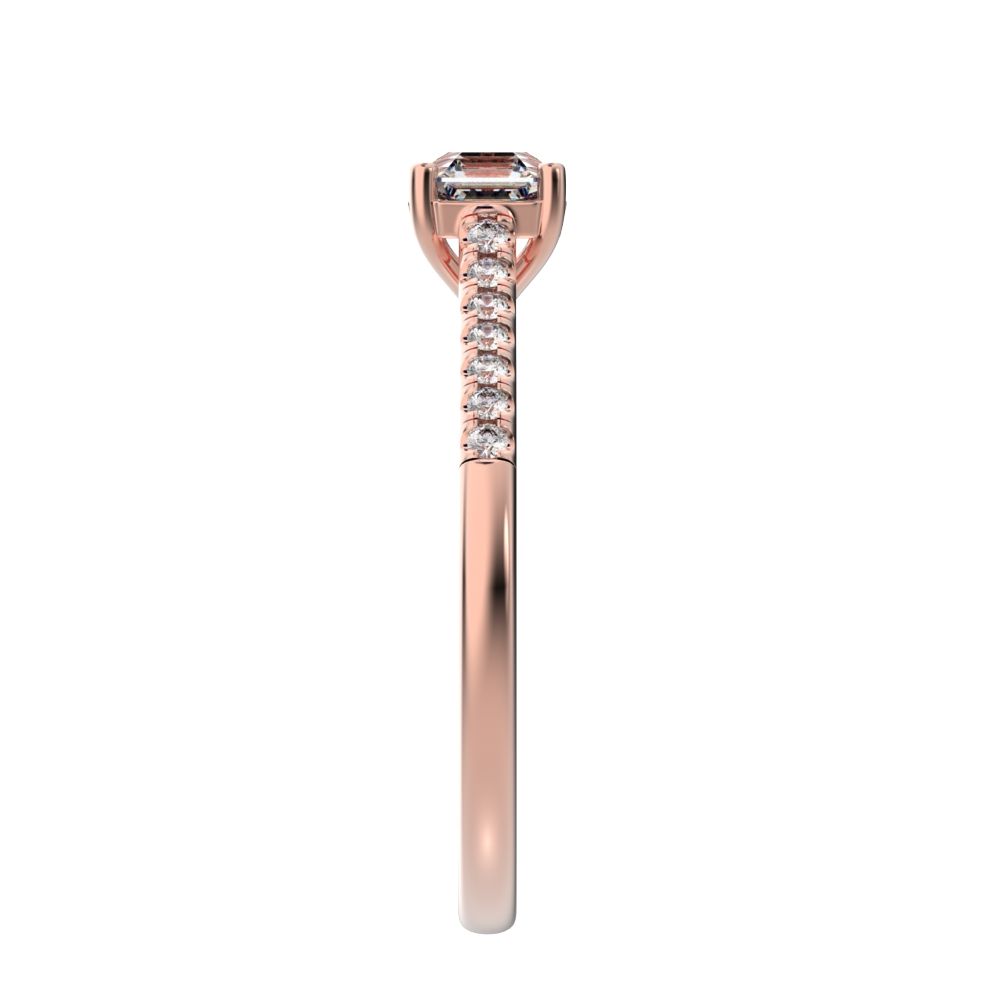 0.64 ct Cushion Cut Moissanite anniversary European vintage classic solitaire with accents square 14K / 18K Solid Rose Gold engagement ring