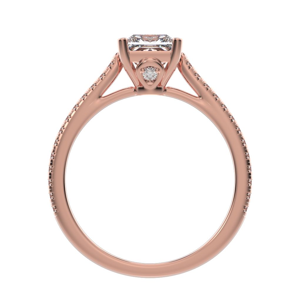 1.29 ct Princess Cut Moissanite anniversary European classic solitaire with accents square 14K / 18K Solid Rose Gold engagement ring