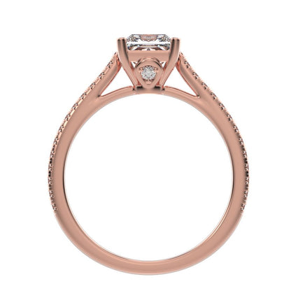 1.29 ct Princess Cut Moissanite anniversary European classic solitaire with accents square 14K / 18K Solid Rose Gold engagement ring