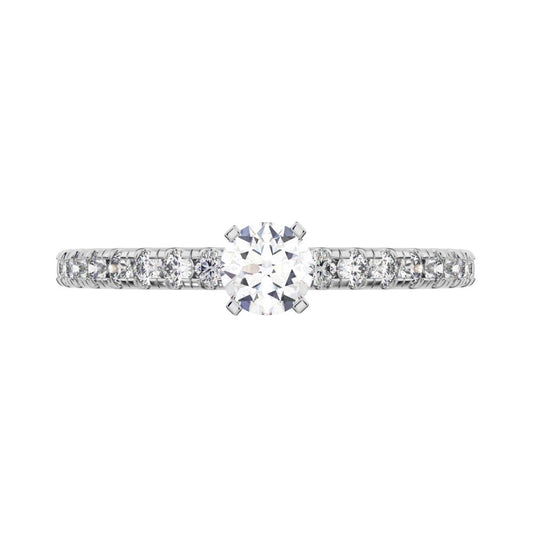 0.48 ct Round Cut Simulated Clear Diamond anniversary European classic solitaire with accents 14K / 18K Solid White Gold engagement ring