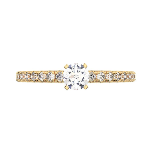 0.48 ct Round Cut Simulated Clear Diamond anniversary European classic solitaire with accents 14K / 18K Solid Yellow Gold engagement ring