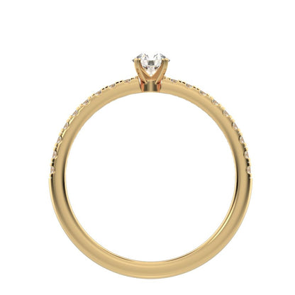 0.48 ct Round Cut Moissanite anniversary European vintage classic solitaire with accents light 14K / 18K Solid Yellow Gold engagement ring